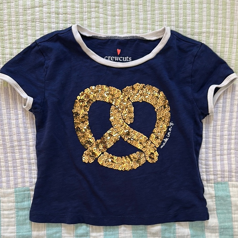Crewcuts Navy and Gold Sequin Pretzel Kids T-Shirt